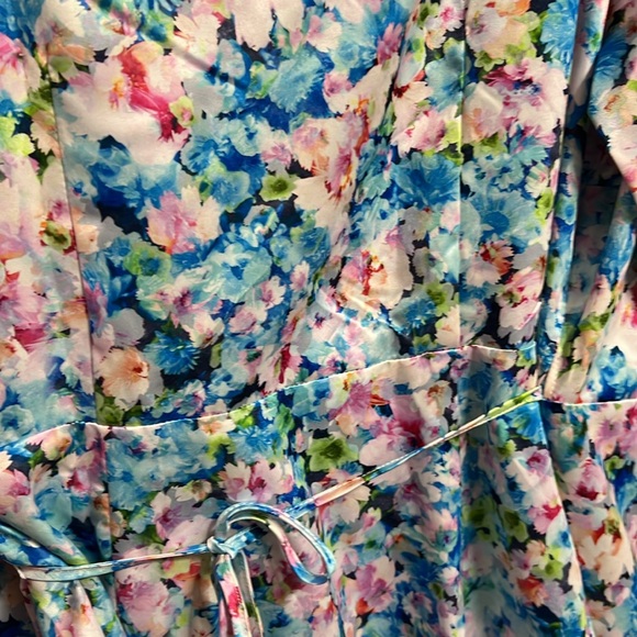 Bar III Trendy Plus Size Ruffled Floral Satin Minidress, Created for Macy's #56 - Picture 6 of 8